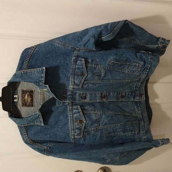 Vintage Haleman The Silver Lining Aspen Embroidered Denim Trucker Jacket - Picture 2 of 6